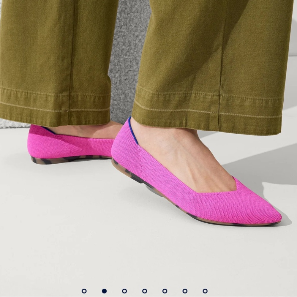 Rothy's Bright Pink Knit Pointed Toe Flats